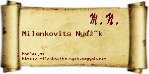Milenkovits Nyék névjegykártya